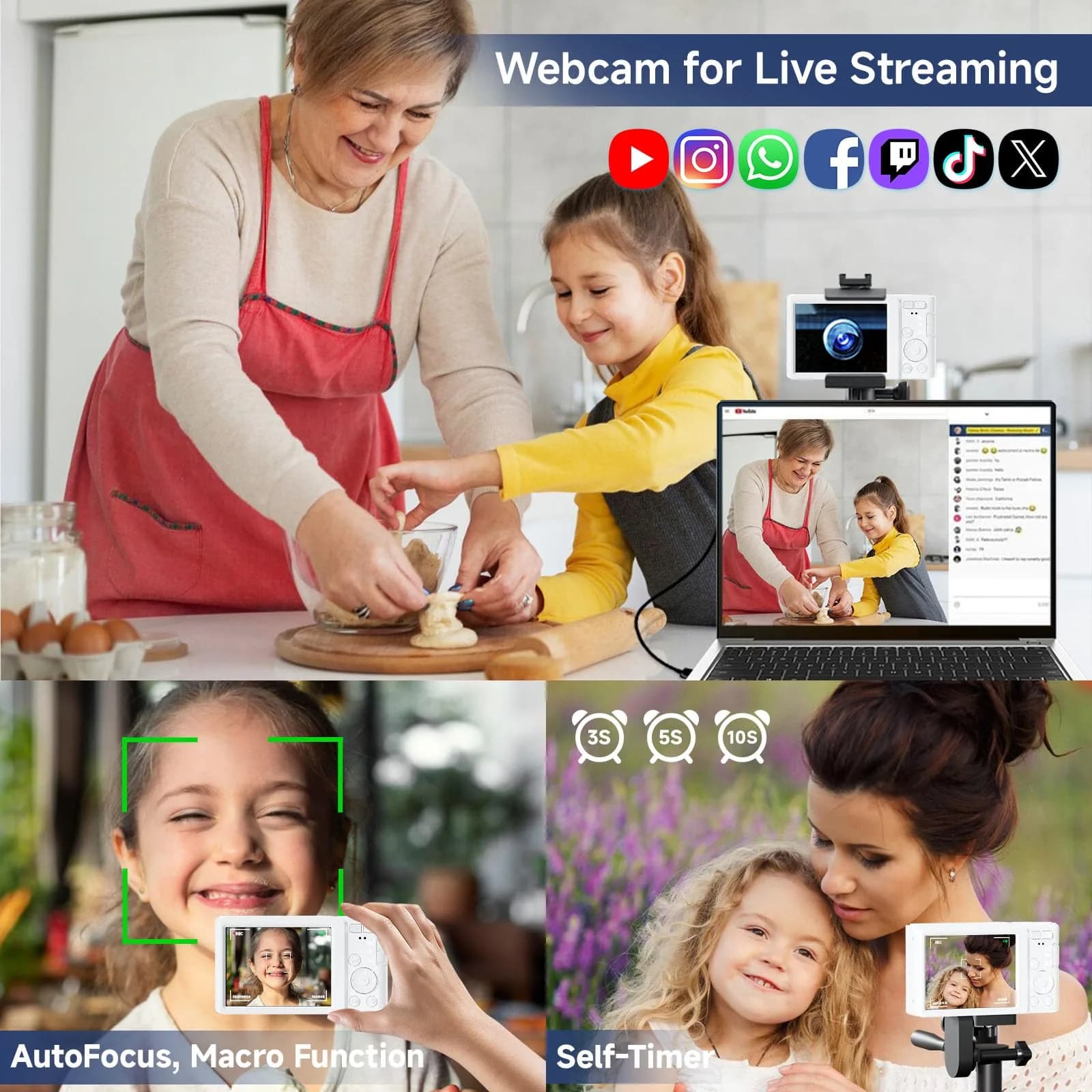 SMARTKLIK Digital Camera for Teens 44MP 4K FHD 16x Zoom 64GB Card | Beginner-Friendly Compact Camera thumbnail 4