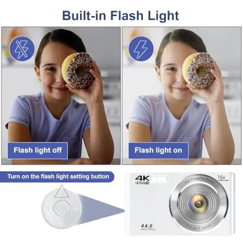SMARTKLIK Digital Camera for Teens 44MP 4K FHD 16x Zoom 64GB Card | Beginner-Friendly Compact Camera thumbnail 7
