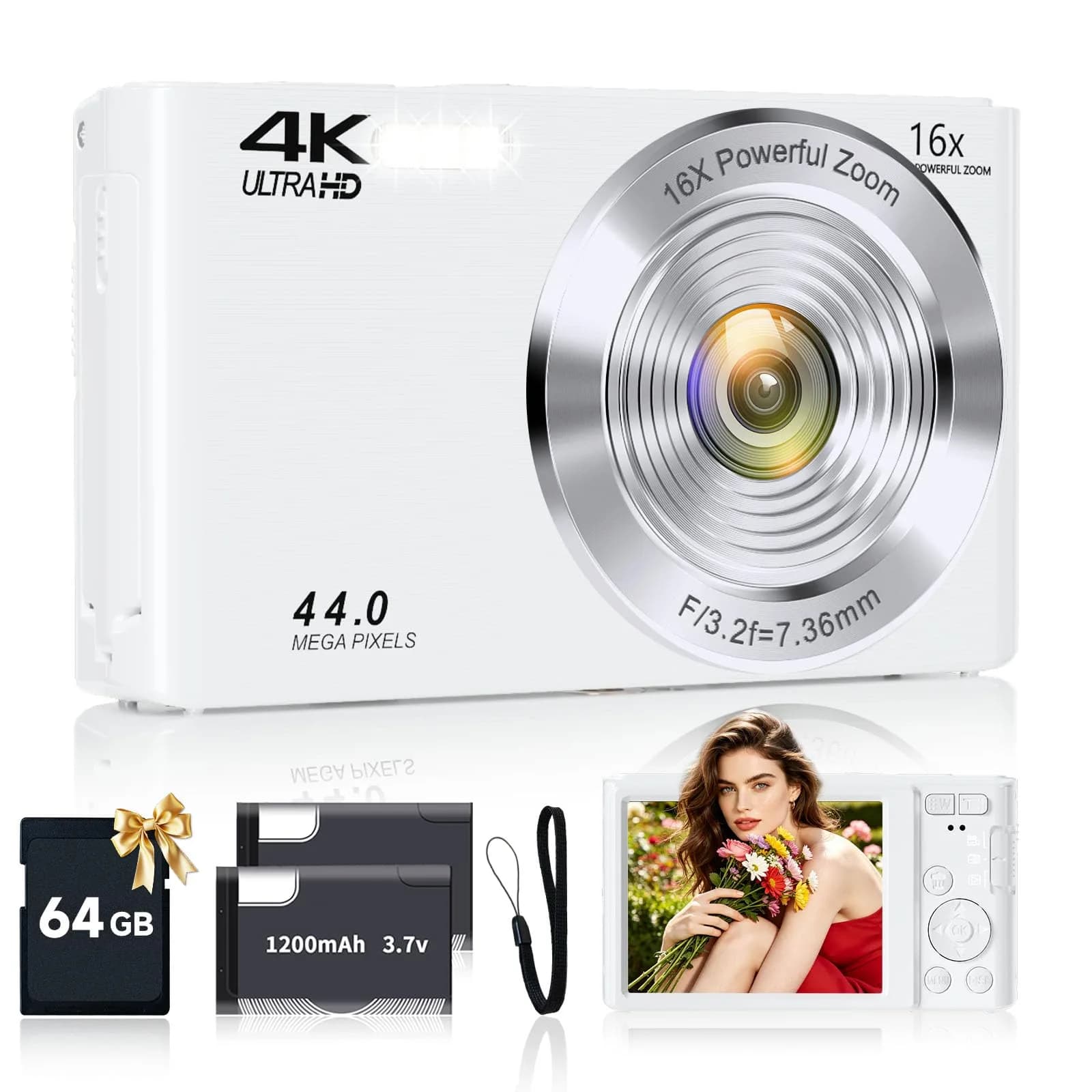 SMARTKLIK Digital Camera for Teens 44MP 4K FHD 16x Zoom 64GB Card | Beginner-Friendly Compact Camera thumbnail 1