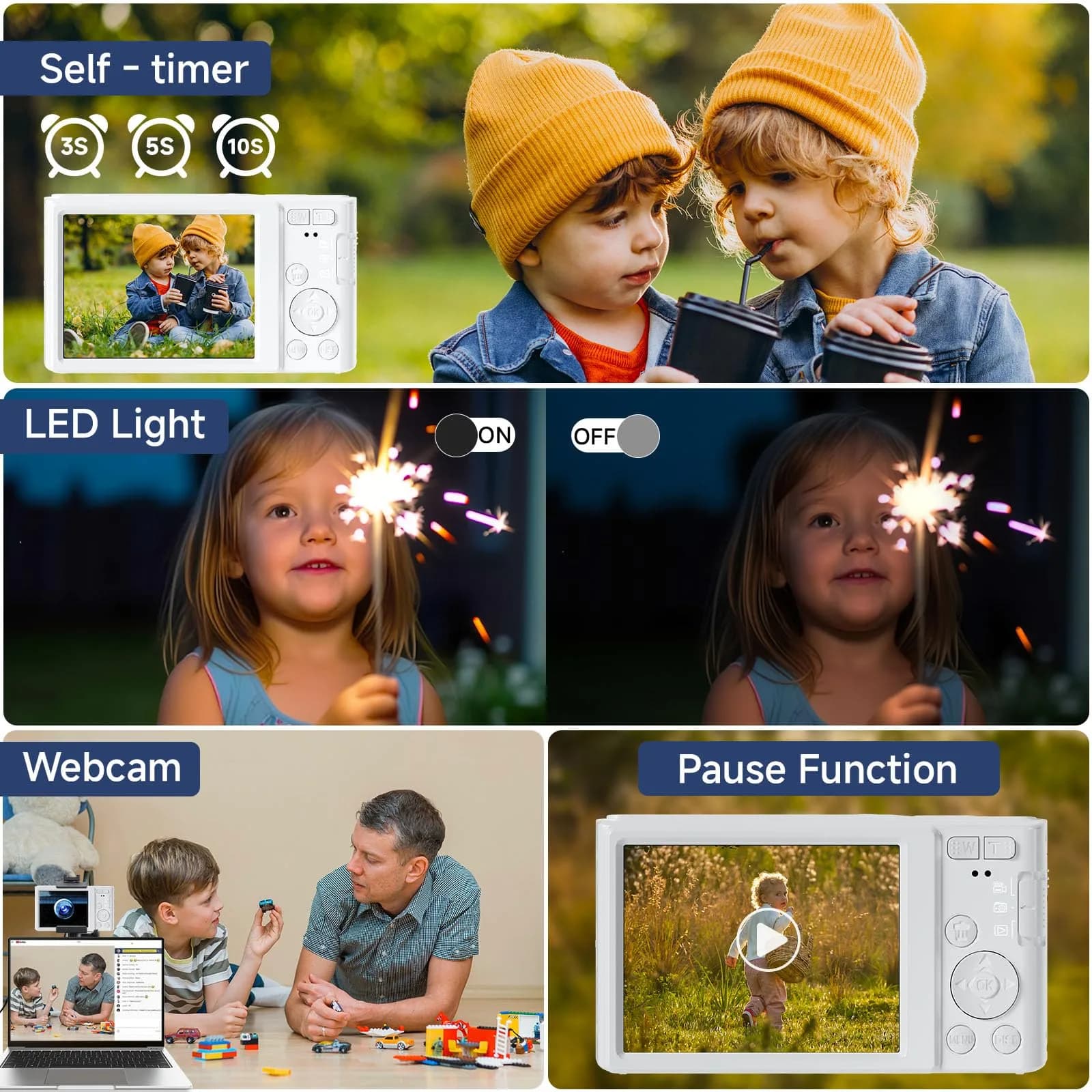 SMARTKLIK Digital Camera for Teens 44MP 4K FHD 16x Zoom 64GB Card | Beginner-Friendly Compact Camera thumbnail 8