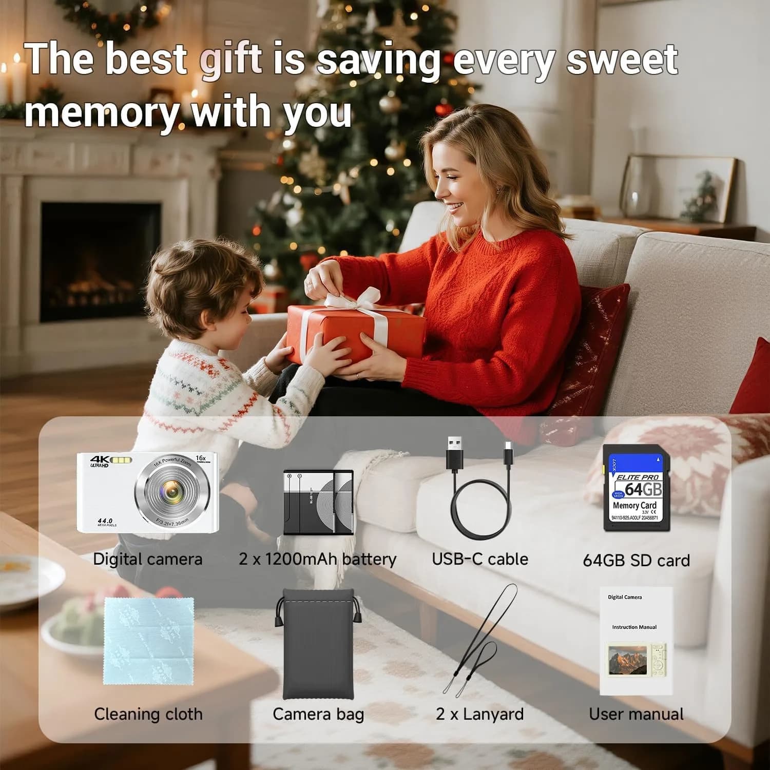 SMARTKLIK Digital Camera for Teens 44MP 4K FHD 16x Zoom 64GB Card | Beginner-Friendly Compact Camera thumbnail 9