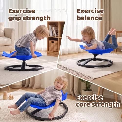 GAKINUNE Autism Sensory Swivel Chair for Kids, Dark Blue | 360° Spin & Balance Support (70-120 chars) thumbnail 3