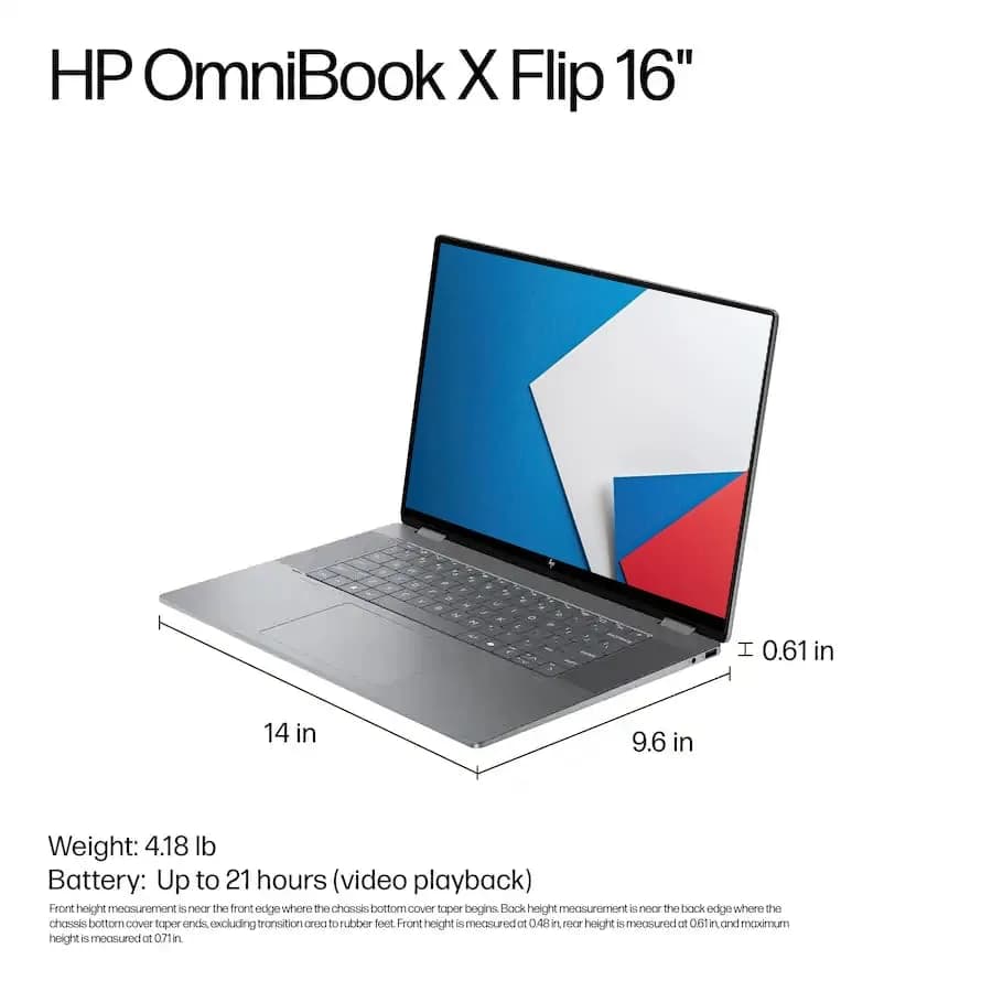 HP OmniBook X Flip 16 2-in-1 Laptop 16" WUXGA IPS Touchscreen | AMD Ryzen 5 220, 8GB RAM, 256GB SSD thumbnail 13