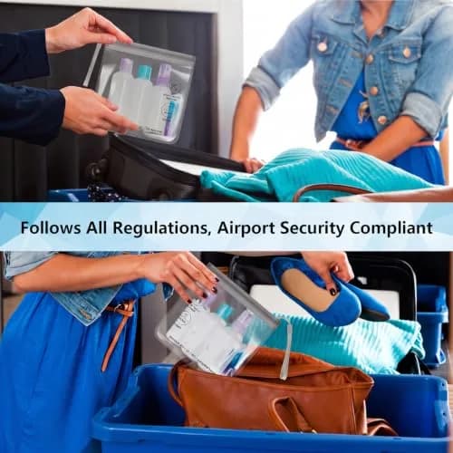 SLIJAR 4Pcs Clear TSA Approved Security Toiletry Bag Quart Size (Grey) | Leakproof & Leakproof thumbnail 5