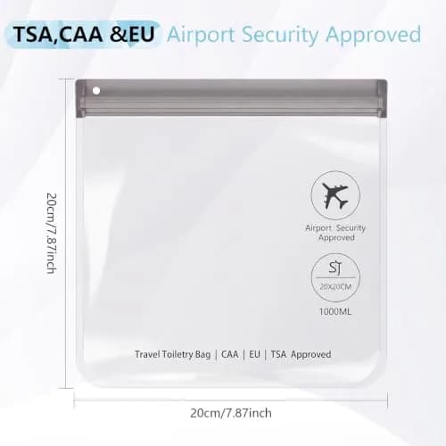 SLIJAR 4Pcs Clear TSA Approved Security Toiletry Bag Quart Size (Grey) | Leakproof & Leakproof thumbnail 2