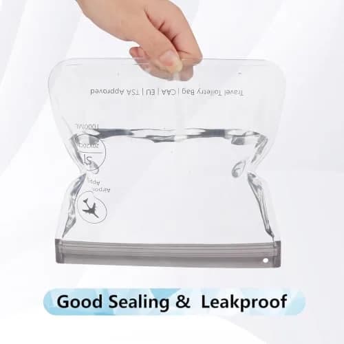 SLIJAR 4Pcs Clear TSA Approved Security Toiletry Bag Quart Size (Grey) | Leakproof & Leakproof thumbnail 3