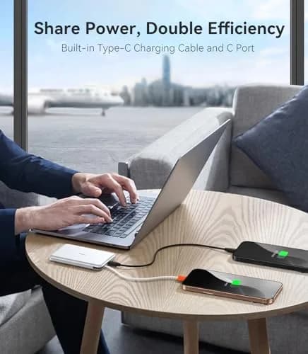 TORRAS 10000mAh Power Bank with Built-in USB-C Cable | Slim, Fast Charging, Durable Design thumbnail 4