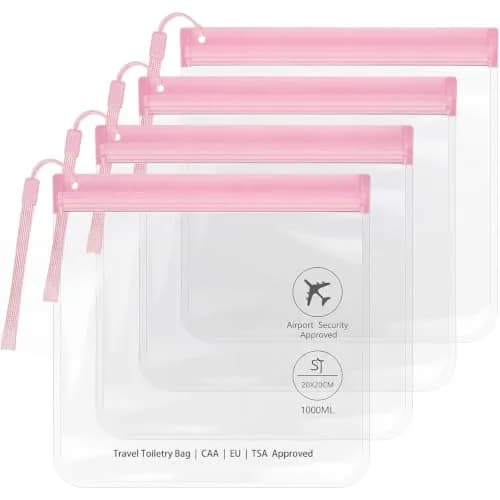 SLIJAR 4Pcs Clear TSA Approved Security Toiletry Bag Quart Size | Leakproof & Waterproof thumbnail 1