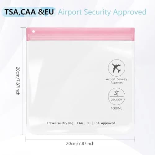 SLIJAR 4Pcs Clear TSA Approved Security Toiletry Bag Quart Size | Leakproof & Waterproof thumbnail 2