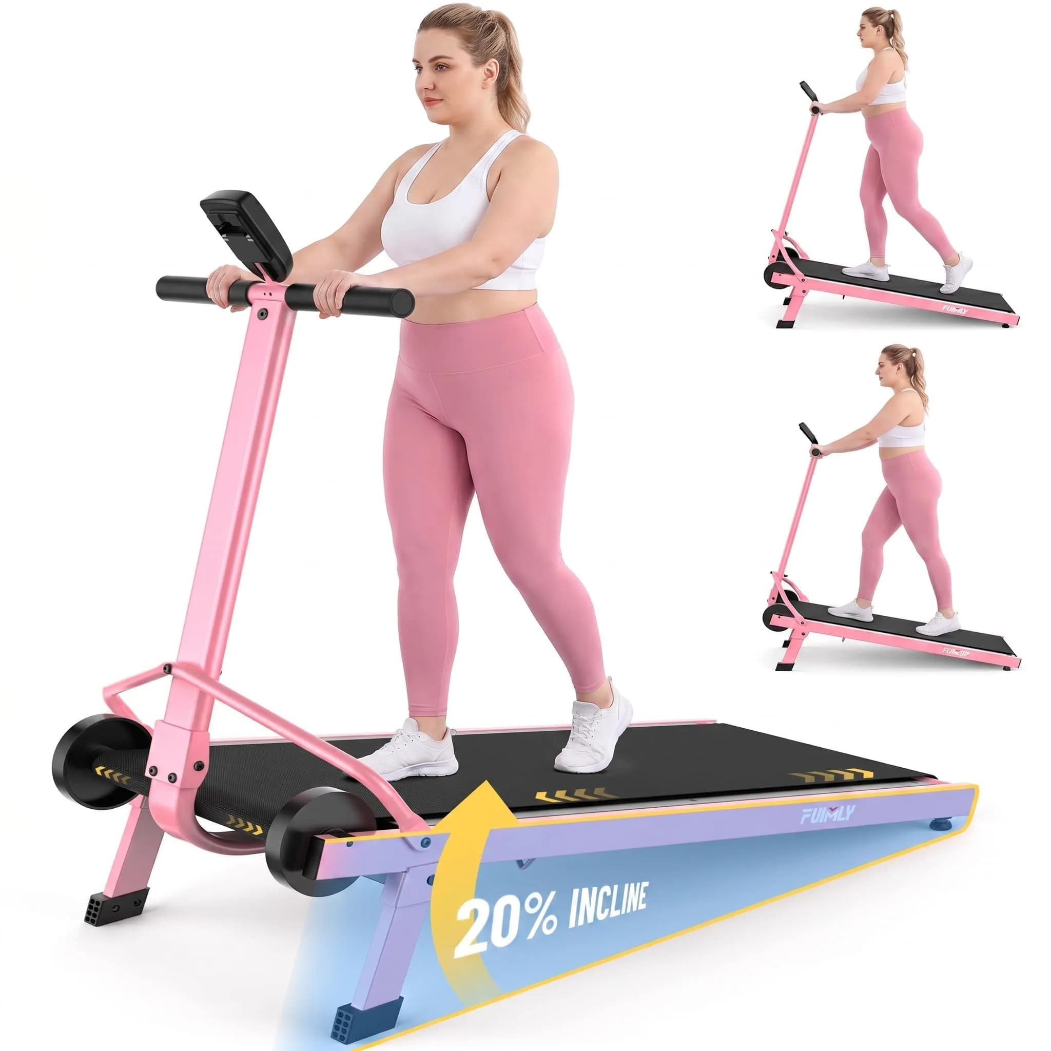 FUNMILY Manual Treadmill 20% Incline | Heavy Duty 500LBS Capacity, Compact & Foldable for Home & Outdoor Use