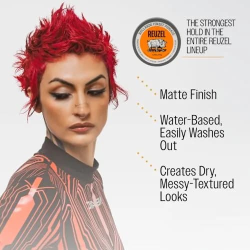REUZEL Limited Edition Orange Extreme Hold Matte Pomade 3.38 oz | Matte, Strong Hold for Men thumbnail 5