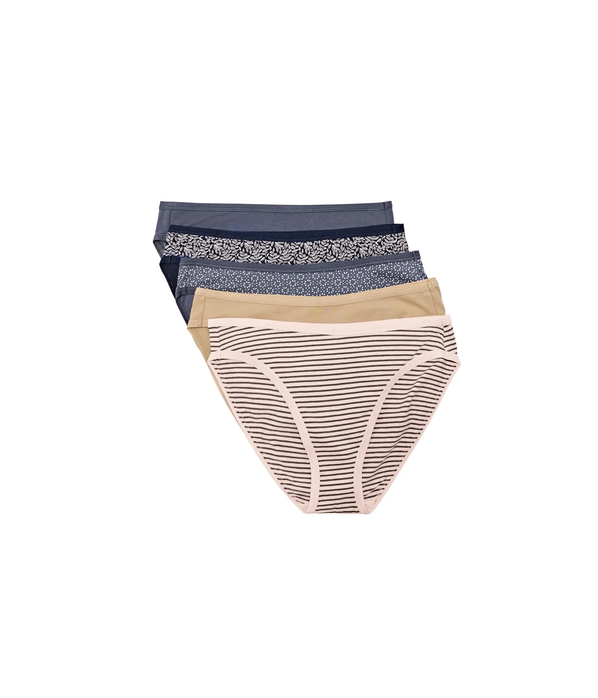 Pact Womens Organic Cotton Bikini 5-Pack Dawn Sky | Full Coverage & Mid Rise Fit