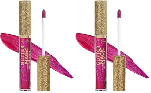 L.A. Girl Glitter Magic, Fizzy Fuchsia 0.11 Fl Oz (Pack of 2) | Multi-Dimensional Glitter Lip Color thumbnail 1