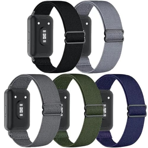 CUNUJIX 5 Pack Stretchy Watch Bands Compatible with Samsung Galaxy Fit 3 | Nylon Elastic Fabric Strap for Galaxy Fit 3 SM-R390 thumbnail 1