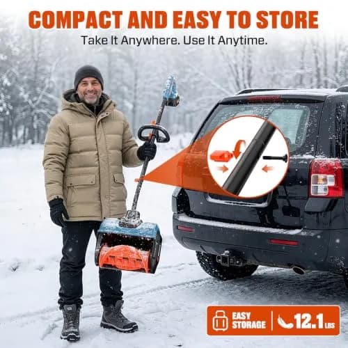 SENIX Cordless Snow Shovel 13" | Efficient, Lightweight & Dual Battery Power for Indian Winters thumbnail 7
