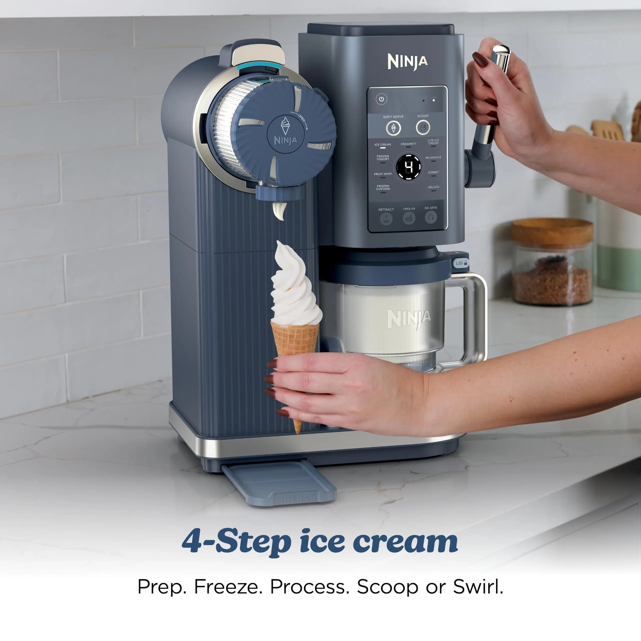 Ninja Creami Scoop & Swirl 13-in-1 Ice Cream and Soft Serve Maker NC701BL, 17.52 in (44.5 cm) Height | 13 Programs for Custom Frozen Treats - view 9