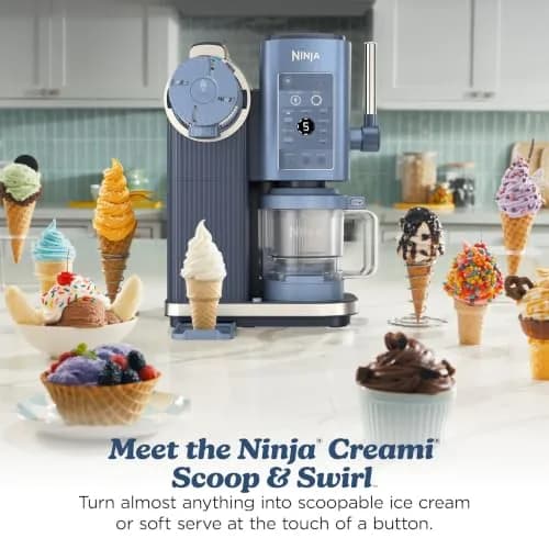 Ninja Creami Scoop & Swirl 13-in-1 Ice Cream and Soft Serve Maker NC701BL, 17.52 in (44.5 cm) Height | 13 Programs for Custom Frozen Treats thumbnail 2