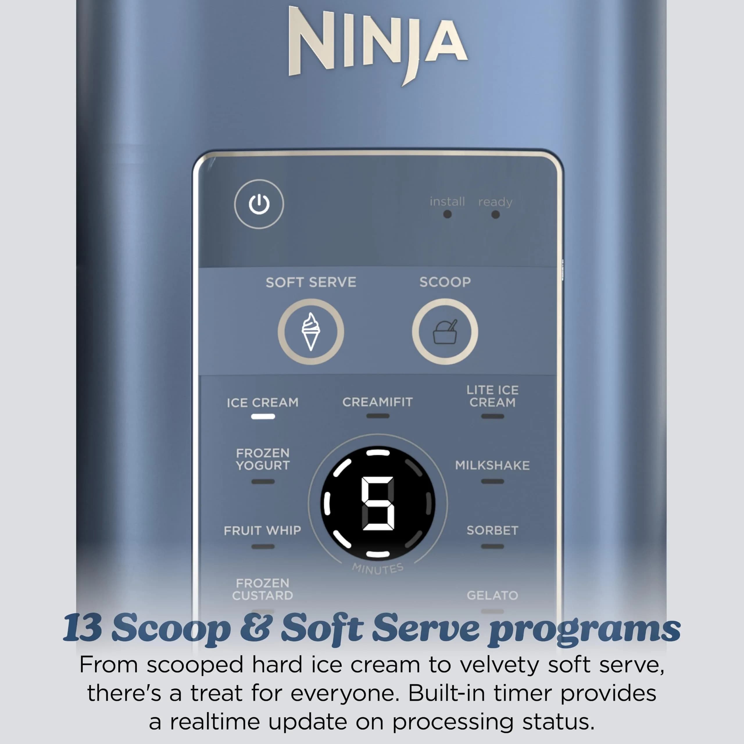 Ninja Creami Scoop & Swirl 13-in-1 Ice Cream and Soft Serve Maker NC701BL, 17.52 in (44.5 cm) Height | 13 Programs for Custom Frozen Treats - view 3