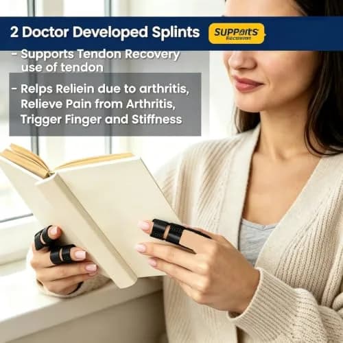 NSKONGDODO Trigger Finger Splint Brace for Knuckle Immobilization, Arthritis Relief, Pain Relief, Fits Index, Middle, Ring Fingers (2 Pack, Black) thumbnail 5