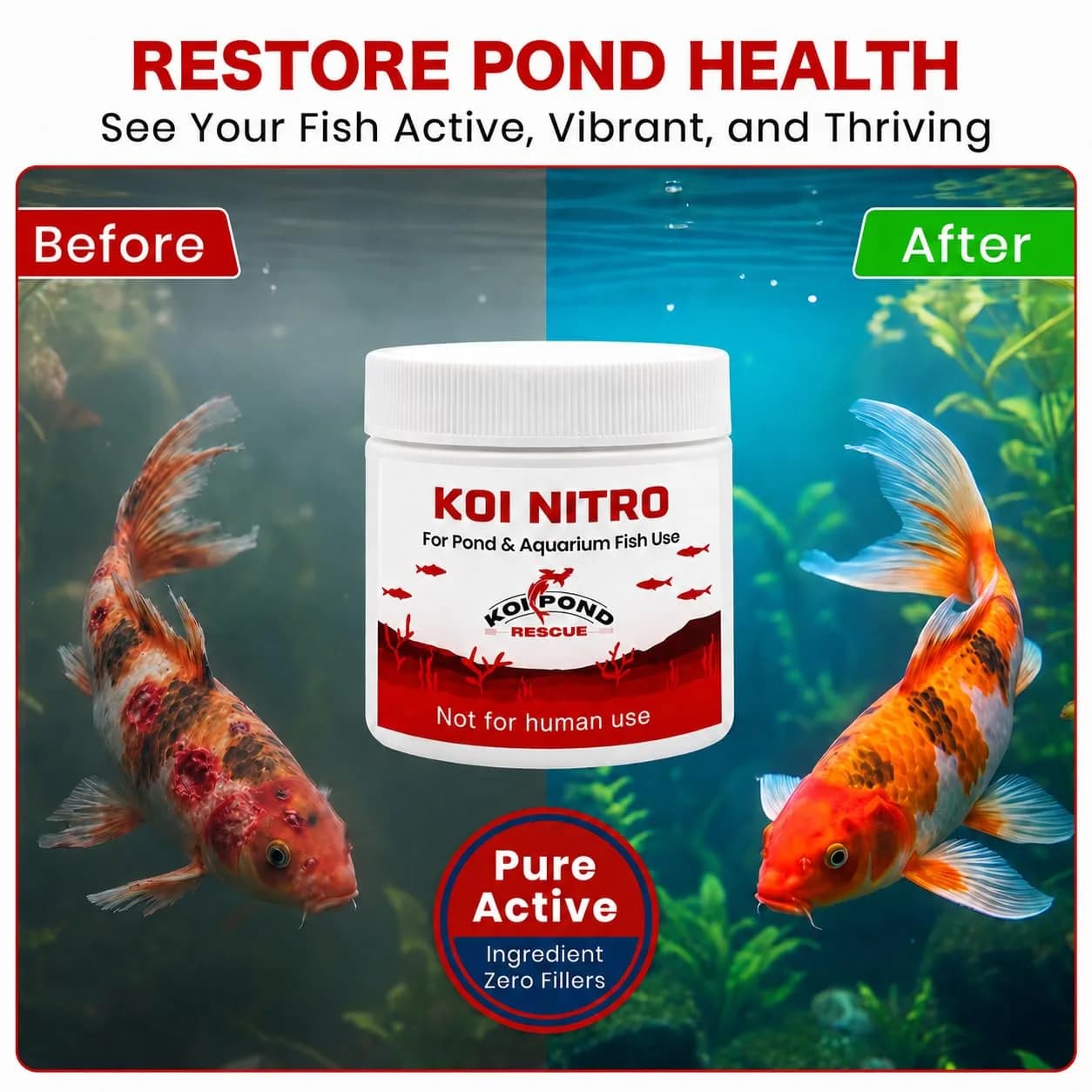 Koi Pond Rescue Koi Nitro Water Treatment 200 Gram | For Freshwater, Marine, and Koi Ponds thumbnail 2