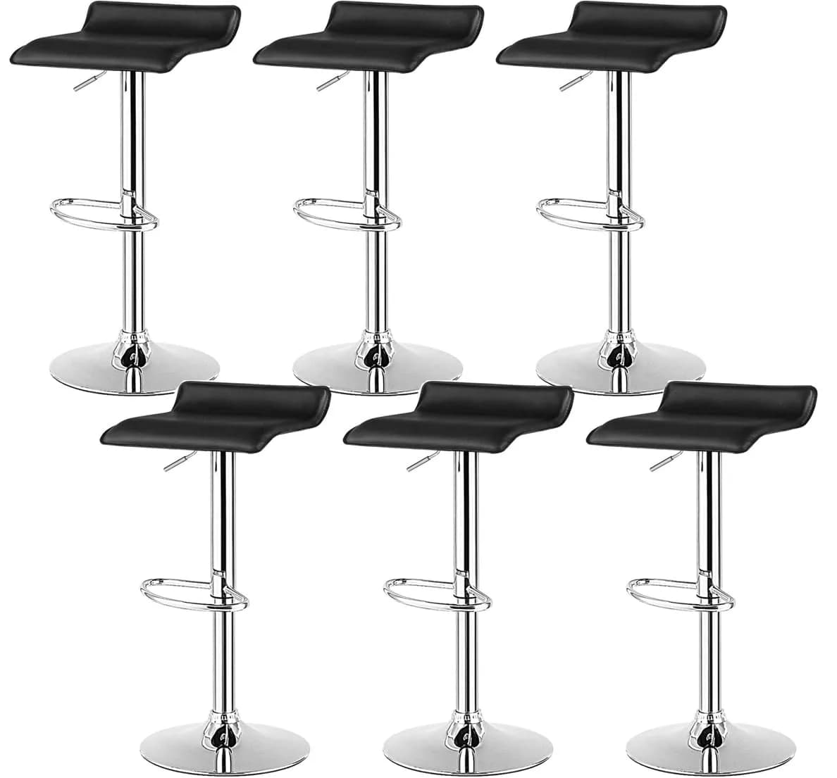NAFORT Adjustable Swivel Bar Stools Set of 4 | Height-Adjustable PU Leather Seating — Black