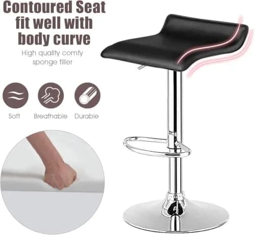 NAFORT Adjustable Swivel Bar Stools Set of 6 | Height-Adjustable PU Leather Seating (70-120c) thumbnail 5