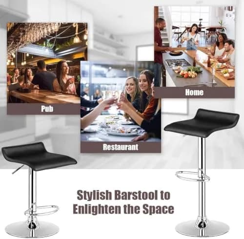 NAFORT Adjustable Swivel Bar Stools Set of 6 | Height-Adjustable PU Leather Seating (70-120c) thumbnail 7