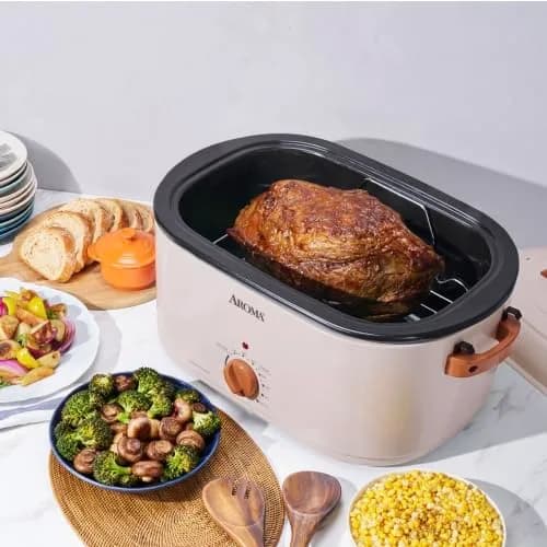 AROMA 22Qt Roaster Oven with Self-Basting Lid | Fits 26-lb Turkey, Adjustable Temp, Keep Warm, Stainless Steel thumbnail 6