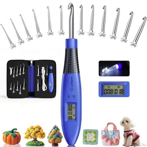 Zcvtbye Light Up Crochet Hooks Set, 24 Sizes with Light & Digital Counter | Ergonomic & Rechargeable thumbnail 1