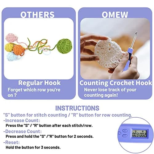 Zcvtbye Light Up Crochet Hooks Set, 24 Sizes with Light & Digital Counter | Ergonomic & Rechargeable thumbnail 5