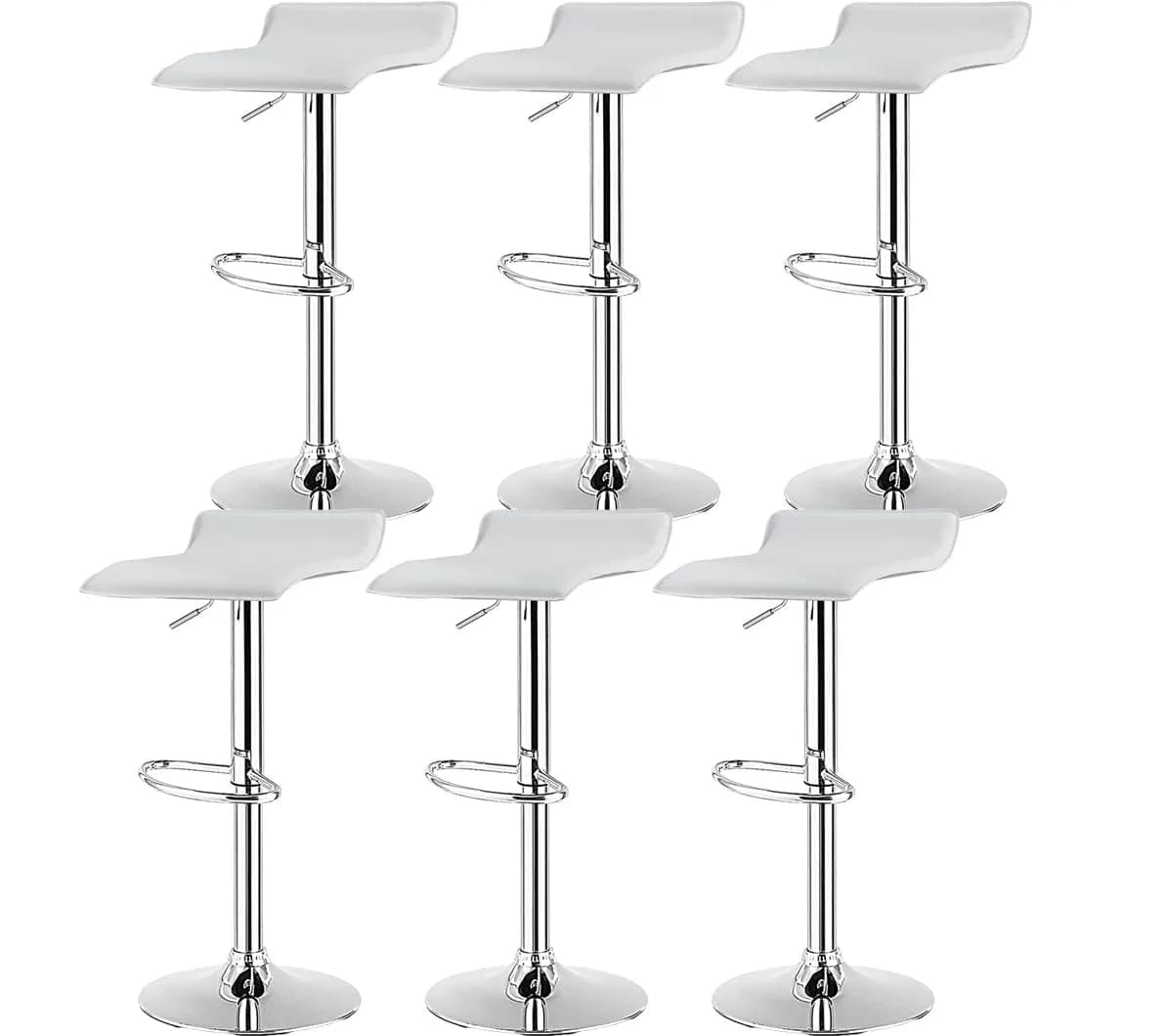 NAFORT Adjustable Swivel Bar Stools Set of 4 | Height-Adjustable PU Leather Seating — White