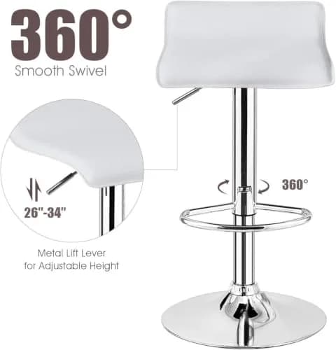 NAFORT White Bar Stools Set of 6 | Adjustable Height PU Leather Seats, Modern Kitchen & Bar Furniture thumbnail 7