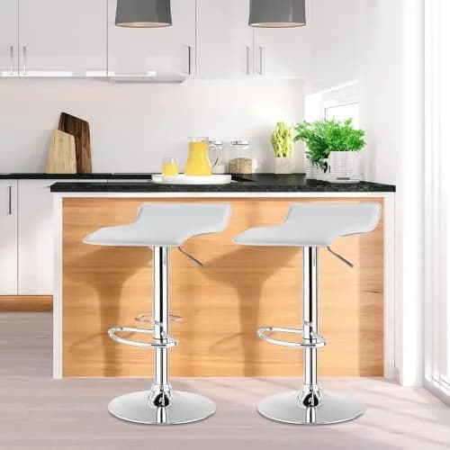 NAFORT White Bar Stools Set of 6 | Adjustable Height PU Leather Seats, Modern Kitchen & Bar Furniture thumbnail 2