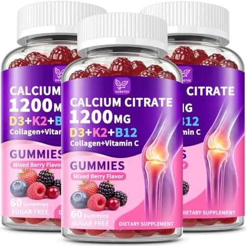 Hudetex Calcium Citrate 1200 mg Gummies with Collagen, Vitamin C D3 K2 B12 | Bone & Wellness Support thumbnail 1