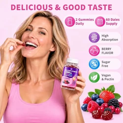 Hudetex Calcium Citrate 1200 mg Gummies with Collagen, Vitamin C D3 K2 B12 | Bone & Wellness Support thumbnail 7