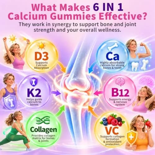 Hudetex Calcium Citrate 1200 mg Gummies with Collagen, Vitamin C D3 K2 B12 | Bone & Wellness Support thumbnail 2