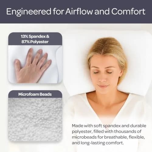 Bluestone Microbead Neck Pillows for Sleeping | White | Set of 2 | 20.5"x11"x4" thumbnail 4