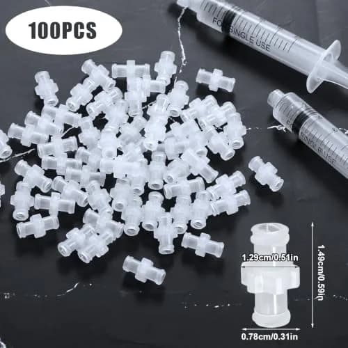 AIEX 100pcs Luer Lock Adapter Kit, Female Luer Lock Coupler Connector | PP, Transparent, Reusable thumbnail 2