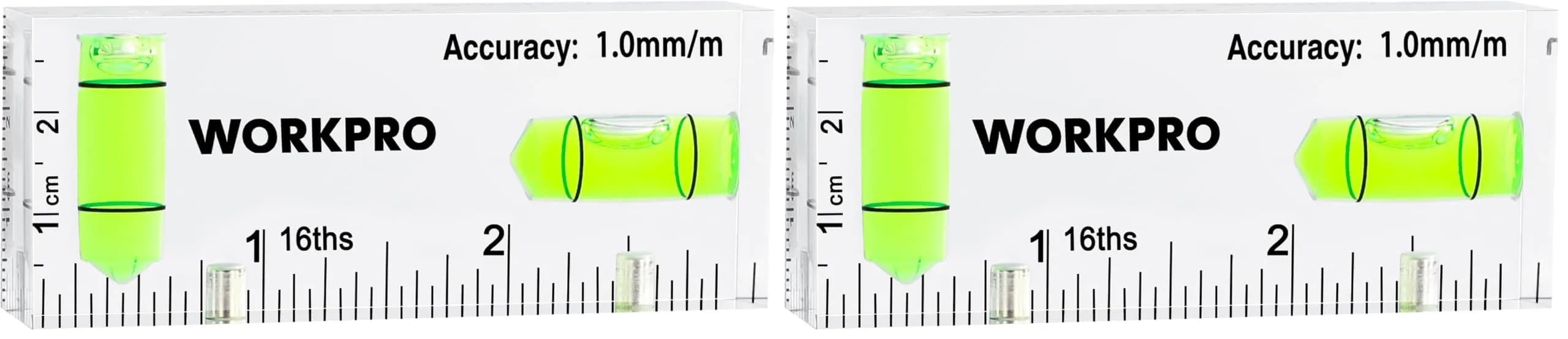 WORKPRO 3 Inch Magnetic Pocket Level (Pack of 2) | Compact, Magnetic & Accurate for DIY & Professionals