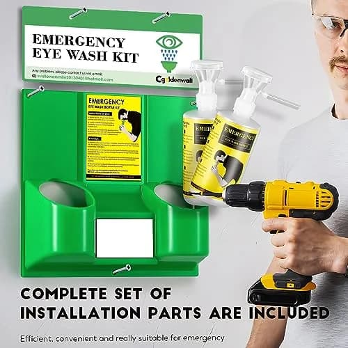 CGOLDENWALL Emergency Eye Wash Station with 2 x 500ml Bottles | Wall Mounted & Portable Safety Kit thumbnail 5