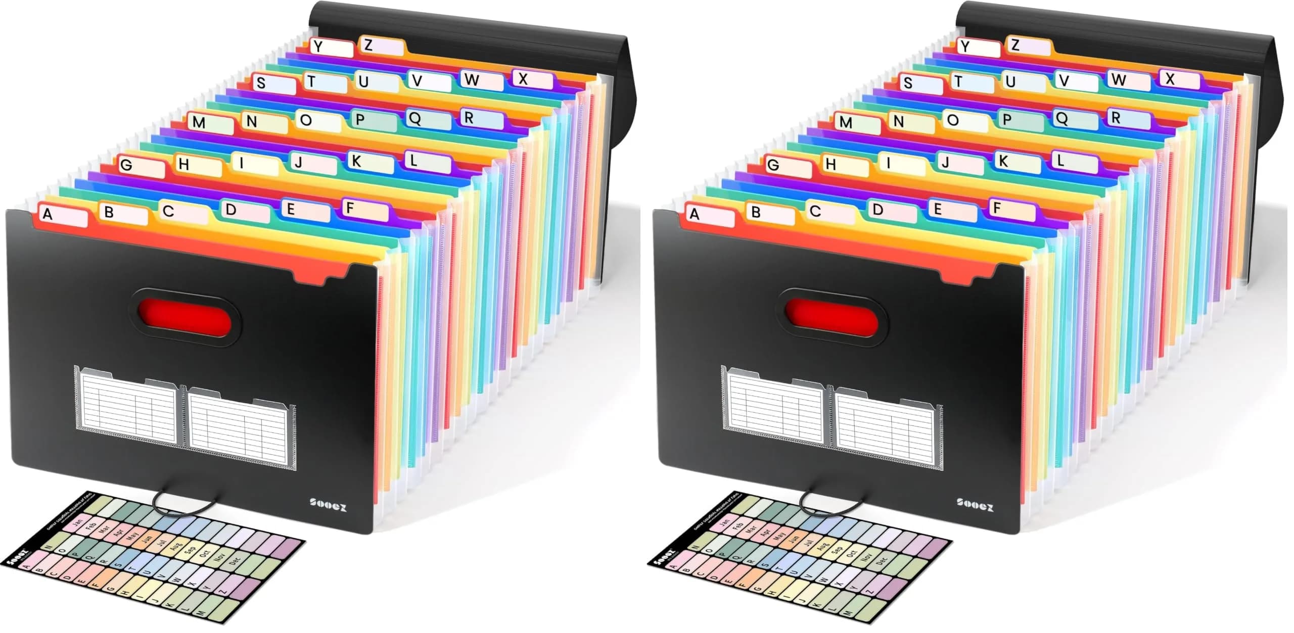 Sooez Black 26-Pocket Expanding File Folder for Letter Size Documents | Deep Pockets & Visible Tabs - main product image