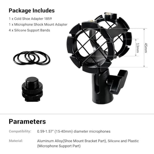 SMALLRIG Microphone Shock Mount Cold Shoe Pinch with 3/8" Thread for 15-40mm Mics (Pack of 2) | Isolates Mic from Vibration thumbnail 6