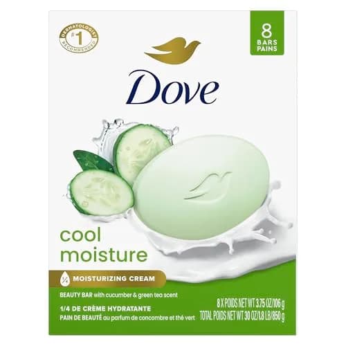 Dove Cool Moisture Beauty Bar Soap 3.75oz Pack of 72 | Refreshing Moisturizer with Cucumber & Green Tea thumbnail 1