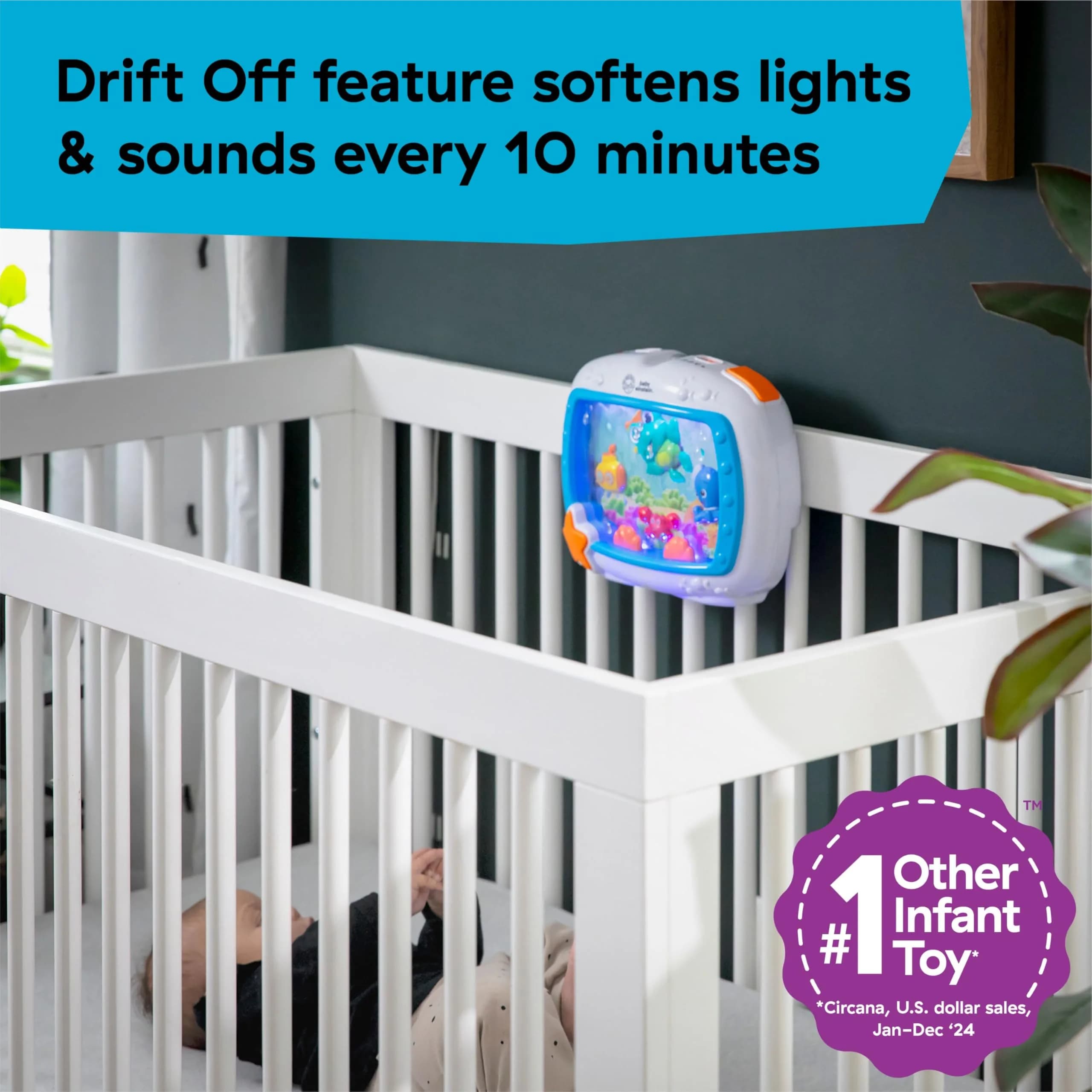 Baby Einstein Sea Dreams Soother On-the-Go Gift Set, Musical Crib Toy & Portable Aquarium Toy 2-Piece Set, 25+ Min Melodies, Pink - view 5