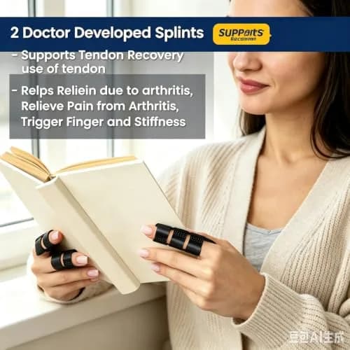 NSKONGDODO Trigger Finger Splint Brace for Knuckle Immobilization, Broken Protector & Arthritis Relief, Fits Index, Middle, Ring Fingers (2-Pack, Black) thumbnail 4