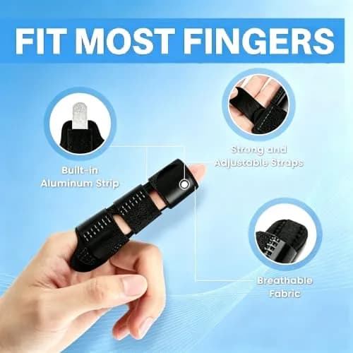 NSKONGDODO Trigger Finger Splint Brace for Knuckle Immobilization, Broken Protector & Arthritis Relief, Fits Index, Middle, Ring Fingers (2-Pack, Black) thumbnail 3