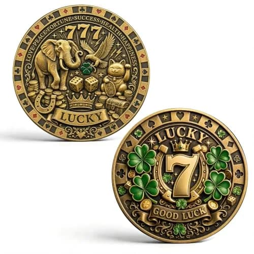 LParkin Lucky Coin Good Luck Charm & Lottery Scratcher Tool for Men Women | Vintage Bronze thumbnail 1