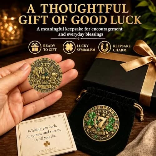 LParkin Lucky Coin Good Luck Charm & Lottery Scratcher Tool for Men Women | Vintage Bronze thumbnail 7