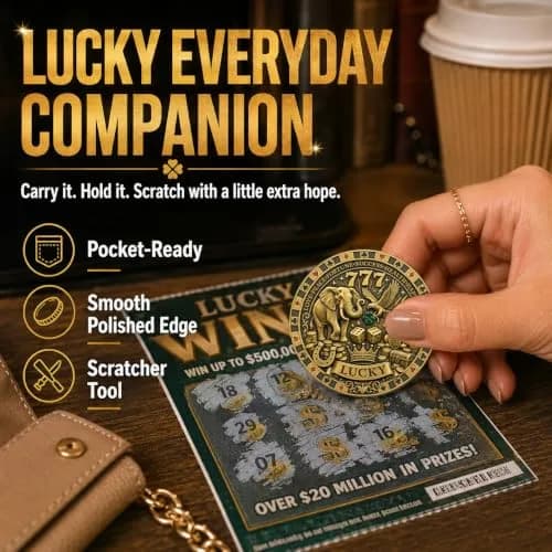 LParkin Lucky Coin Good Luck Charm & Lottery Scratcher Tool for Men Women | Vintage Bronze thumbnail 2