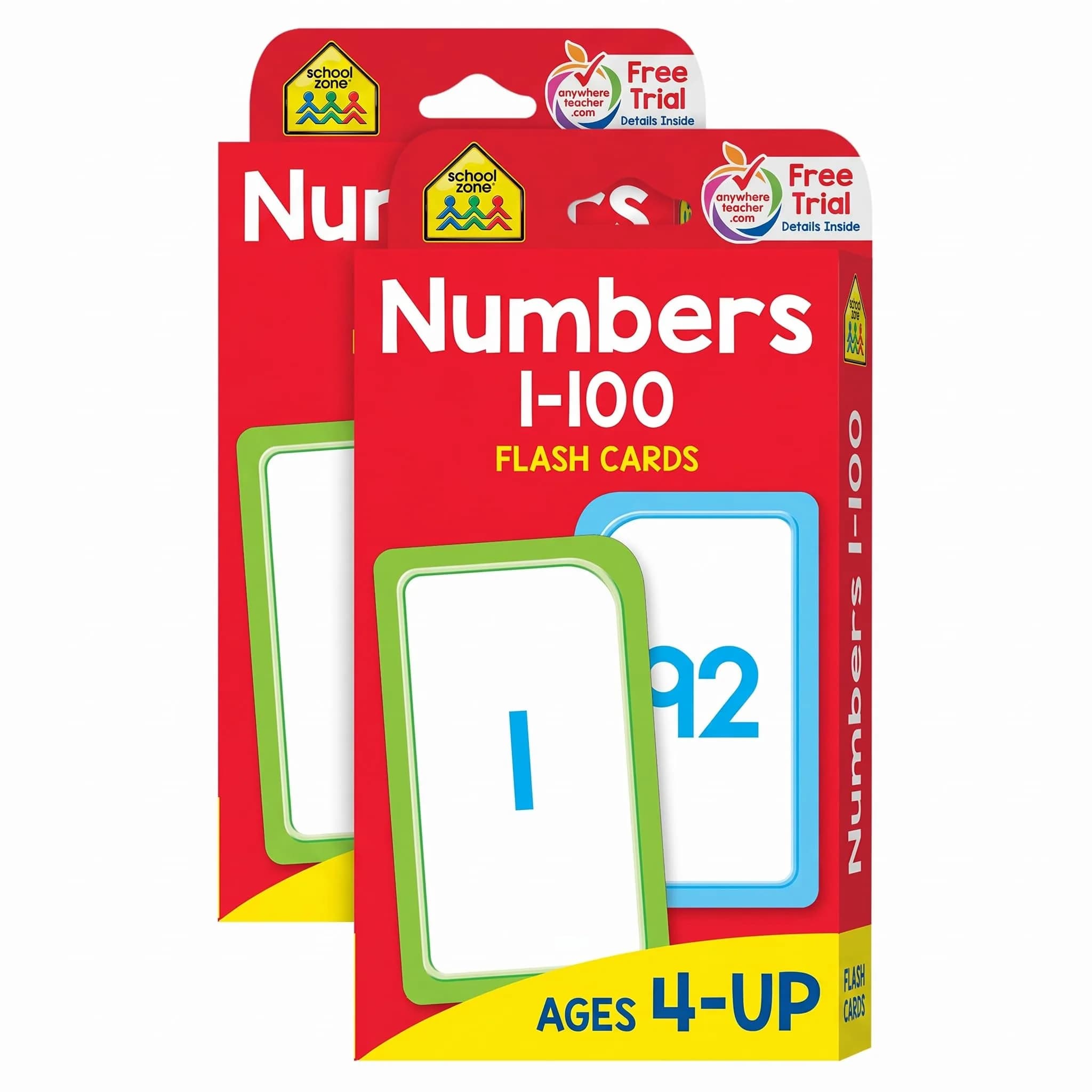 School Zone Numbers 1-100 Flash Cards Pack of 2 | Educational Math Learning Cards — Pack of 2